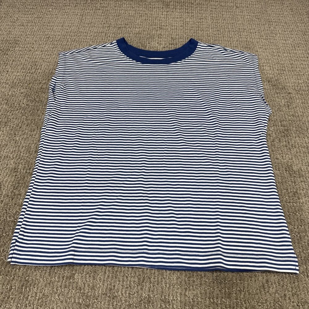 Loft Top Blue White Striped Cap Sleeve Women’s Size XS